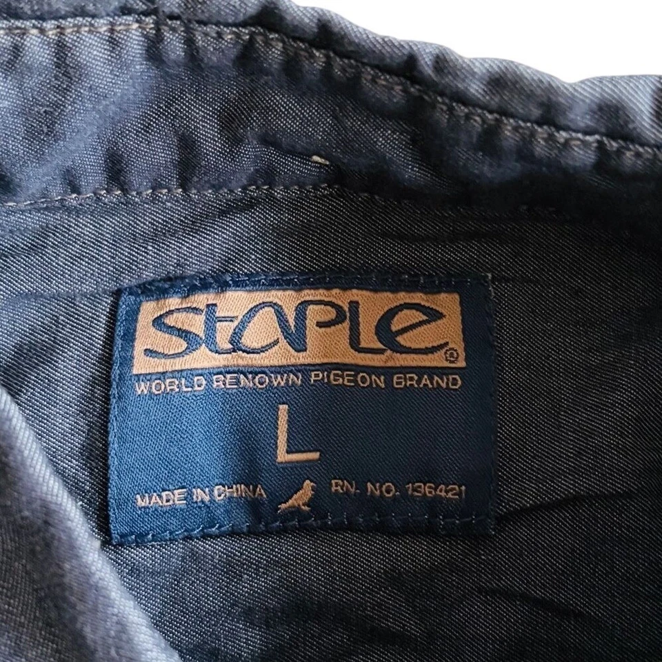 *RARE* STAPLE PIGEON 90's Vintage Aztec Geometric Color Block Button Shirt LARGE - Image 3 of 4