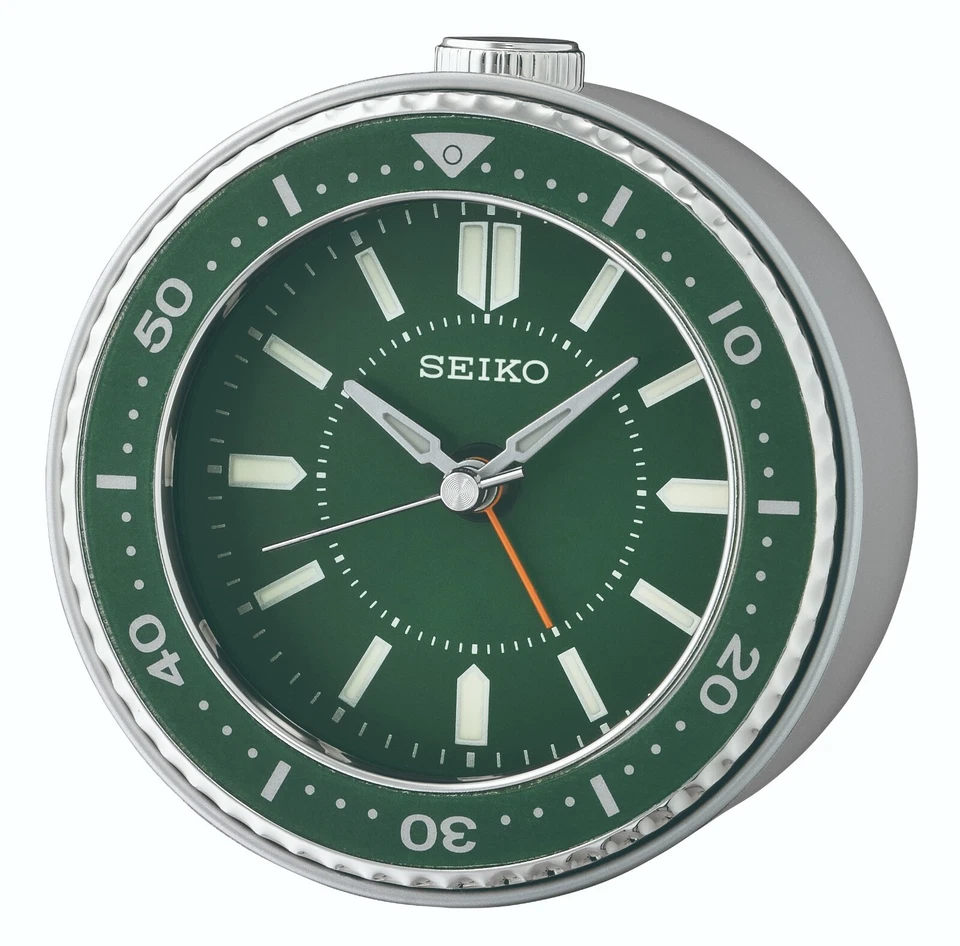 Seiko QHE184M Green Desk Alarm Clock Watch Sobremesa