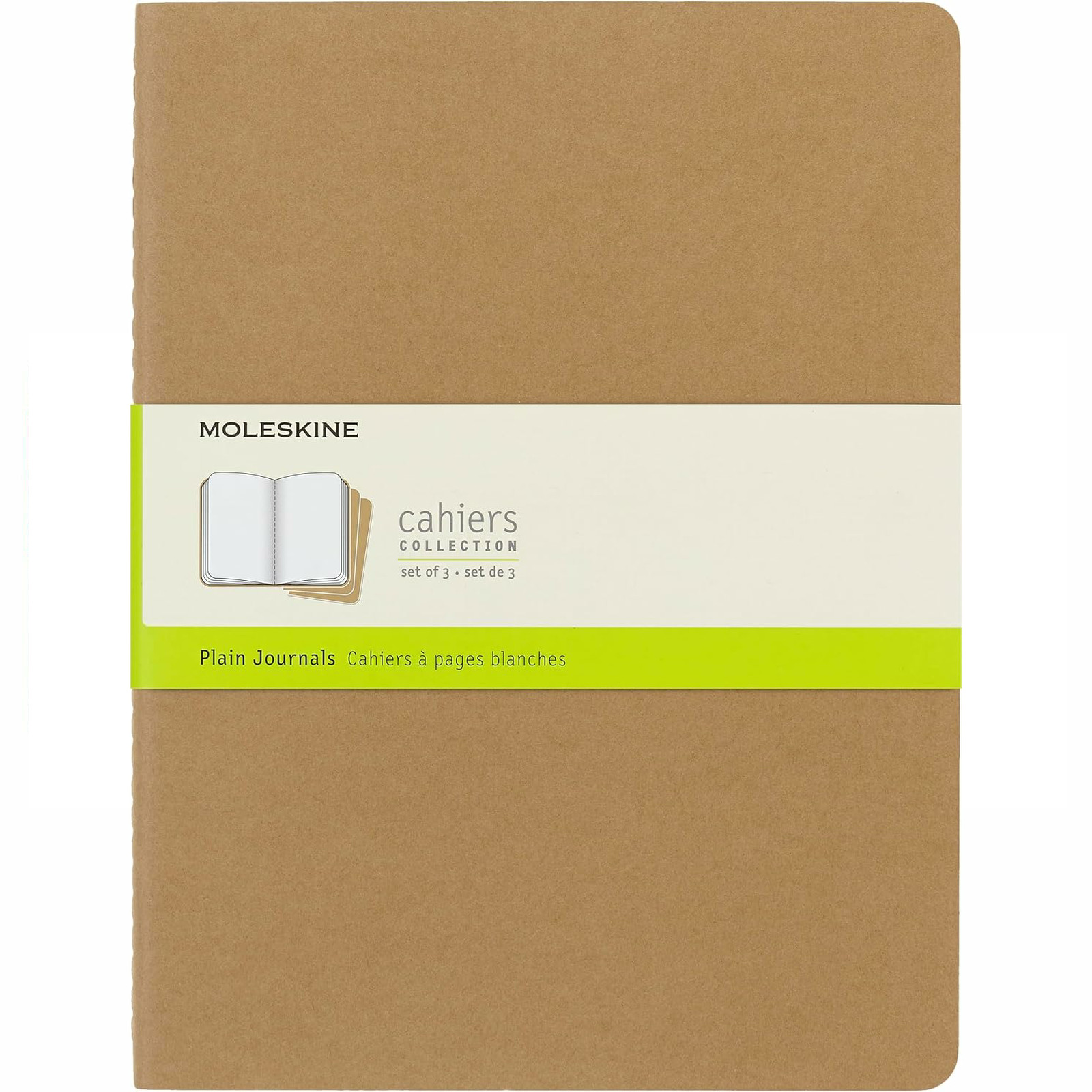Moleskine Cahier XL Journal Set of 3 Plain Notebooks - 19 x 25cm - Kraft Brown