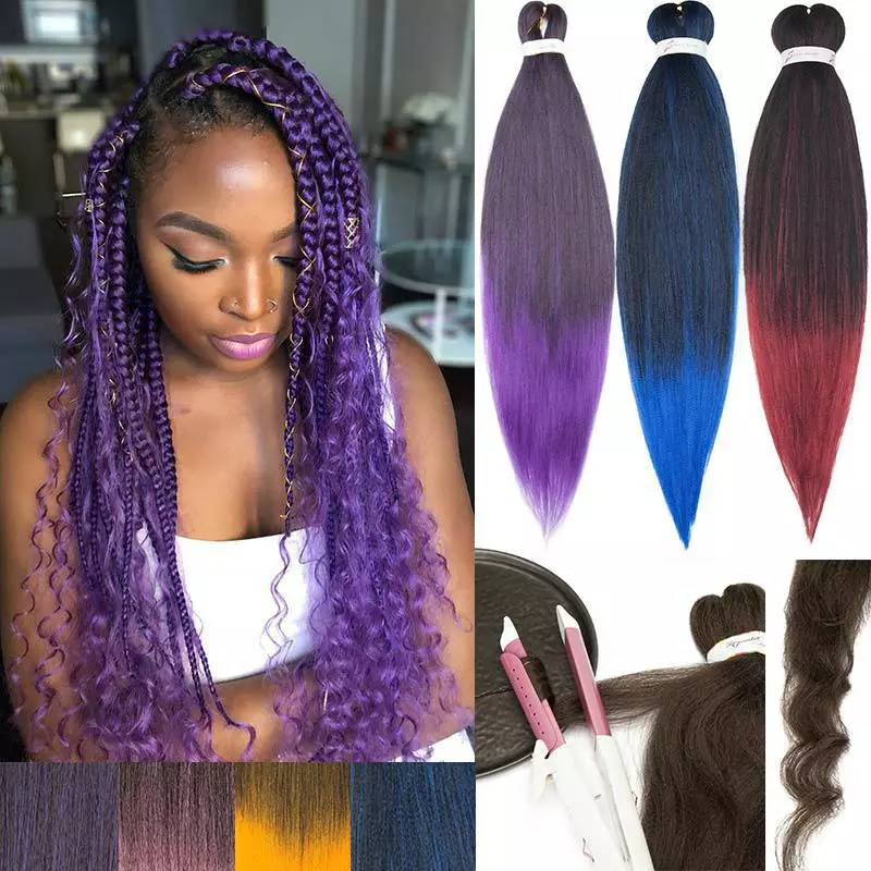 UK Pre-Stretched Box Braids Purple Jumbo Braiding Hair Extensions Twist  Curly