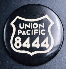 Union Pacific 8444 Living Legend Black Round Pin 2.25" Diameter Vintage