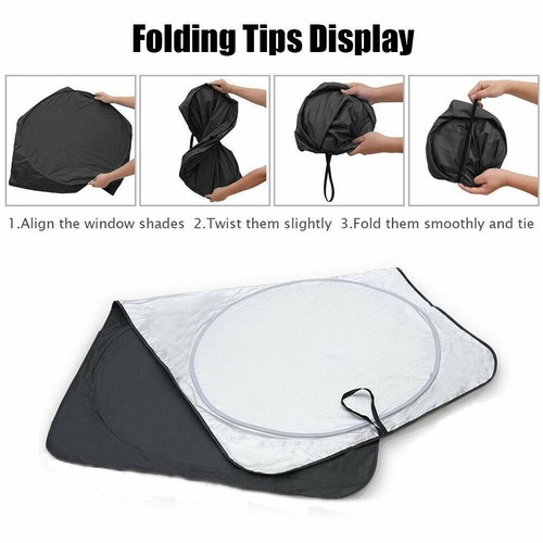 Black Color Foldable Van Suv Car Sun Shade Windshield Visor Block Cover Mid Size - Imagen 6 de 7