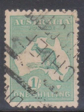 (F153-36) 1929 v1/- green kangaroo stamp (AK) 