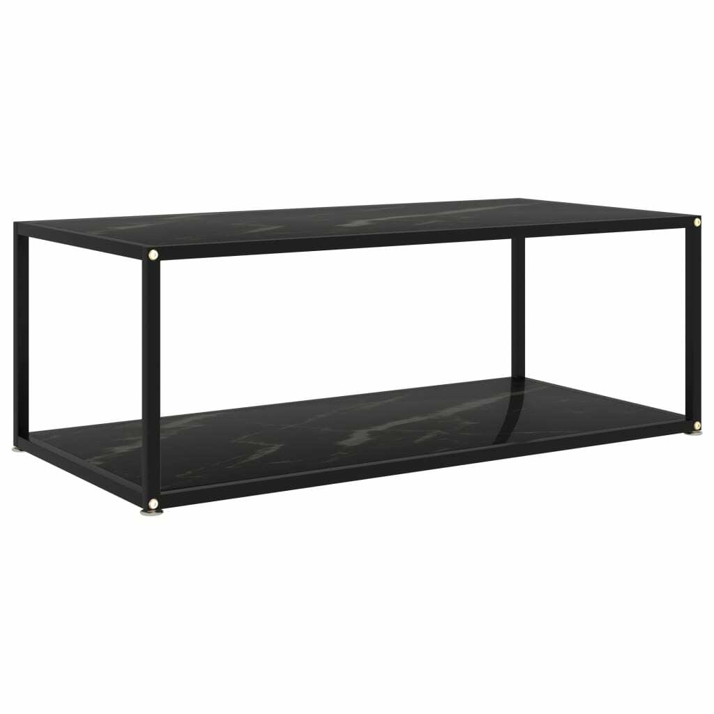 Black Tempered Glass Coffee Table 39.4x19.7x13.8 Inches Modern vidaXL Design-image