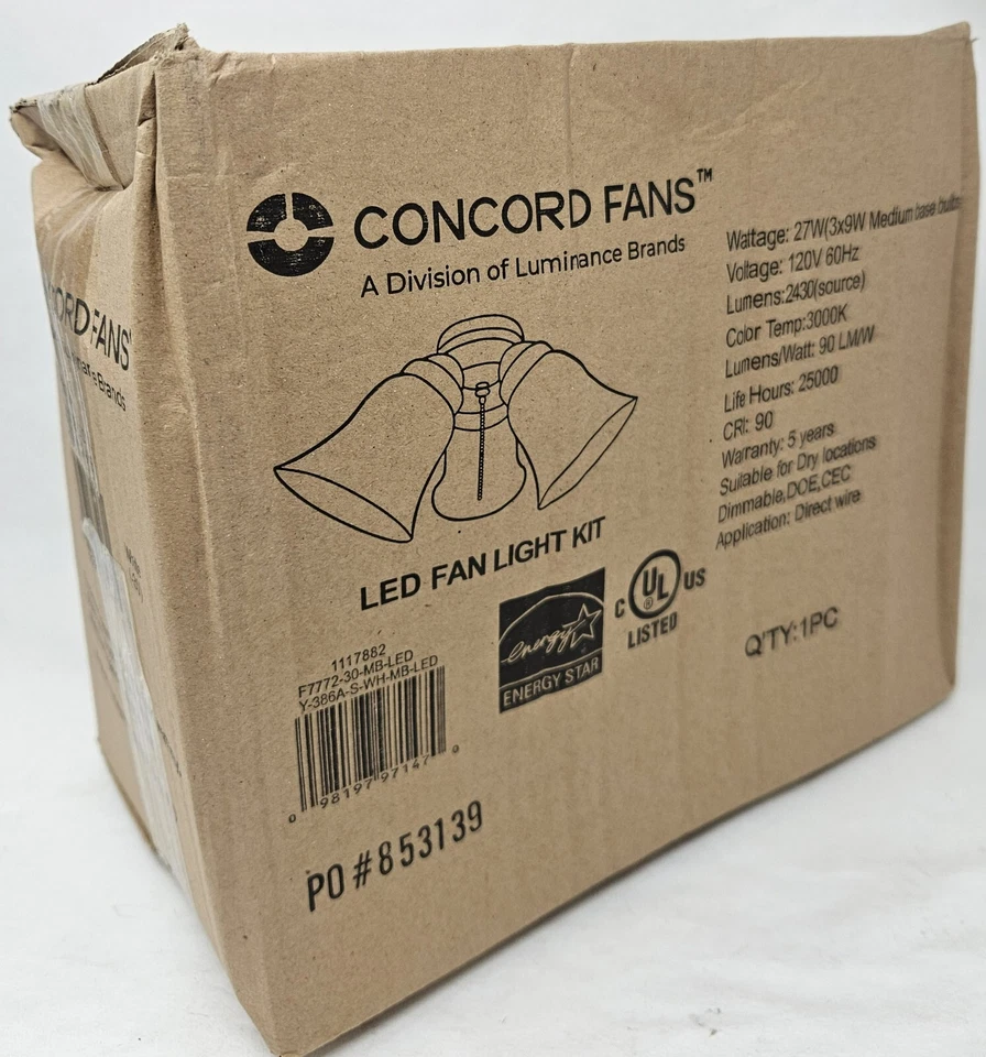 Concord Fans 1117882 27W LED Fan Light Kit 120V - Image 2 of 2