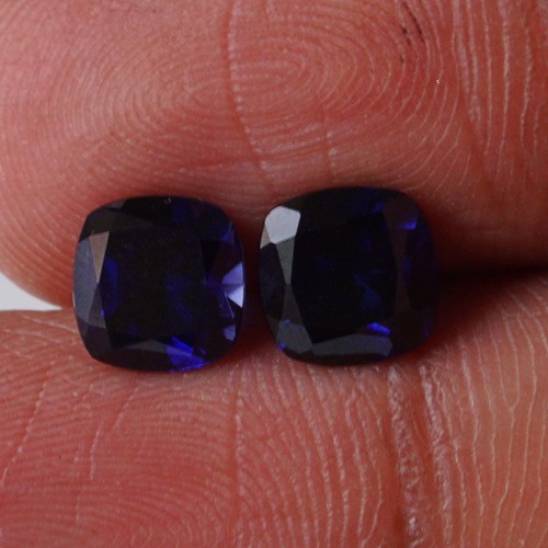 Blue Sapphire Cushion Cut Gemstone 7 mm 2 Cts 2 Pcs Flawless Loose Gemstone - Picture 7 of 7