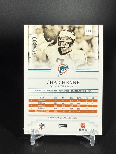2008 Donruss Playoff Prestige #114 Chad Henne RC /300 Rookie - Picture 2 of 2