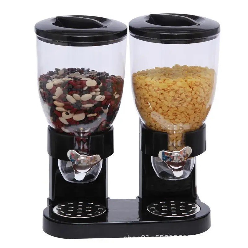 DISPENSADOR DE CEREALES (DOBLE TAZA), COMIDA SECA, MÁQUINA DISPENSADORA CONTENEDOR DE NUECES