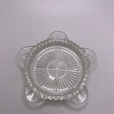 Vintage Clear Glass Ashtray With 5 Cigarette  Rests
