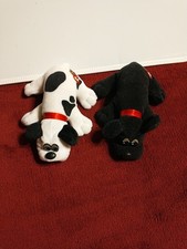 1986 Vintage Tonka Pound Puppies 7 in. Set Of 2 Black 9682 White And Black 9685