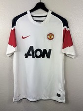 Manchester United 2010-12 Away Soccer Jersey White Medium Authentic