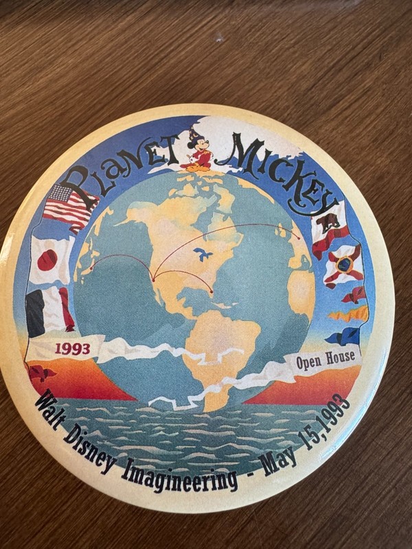 Walt Disney Imagineering Planet Mickey Pin-back Button 3 1/2" 1993