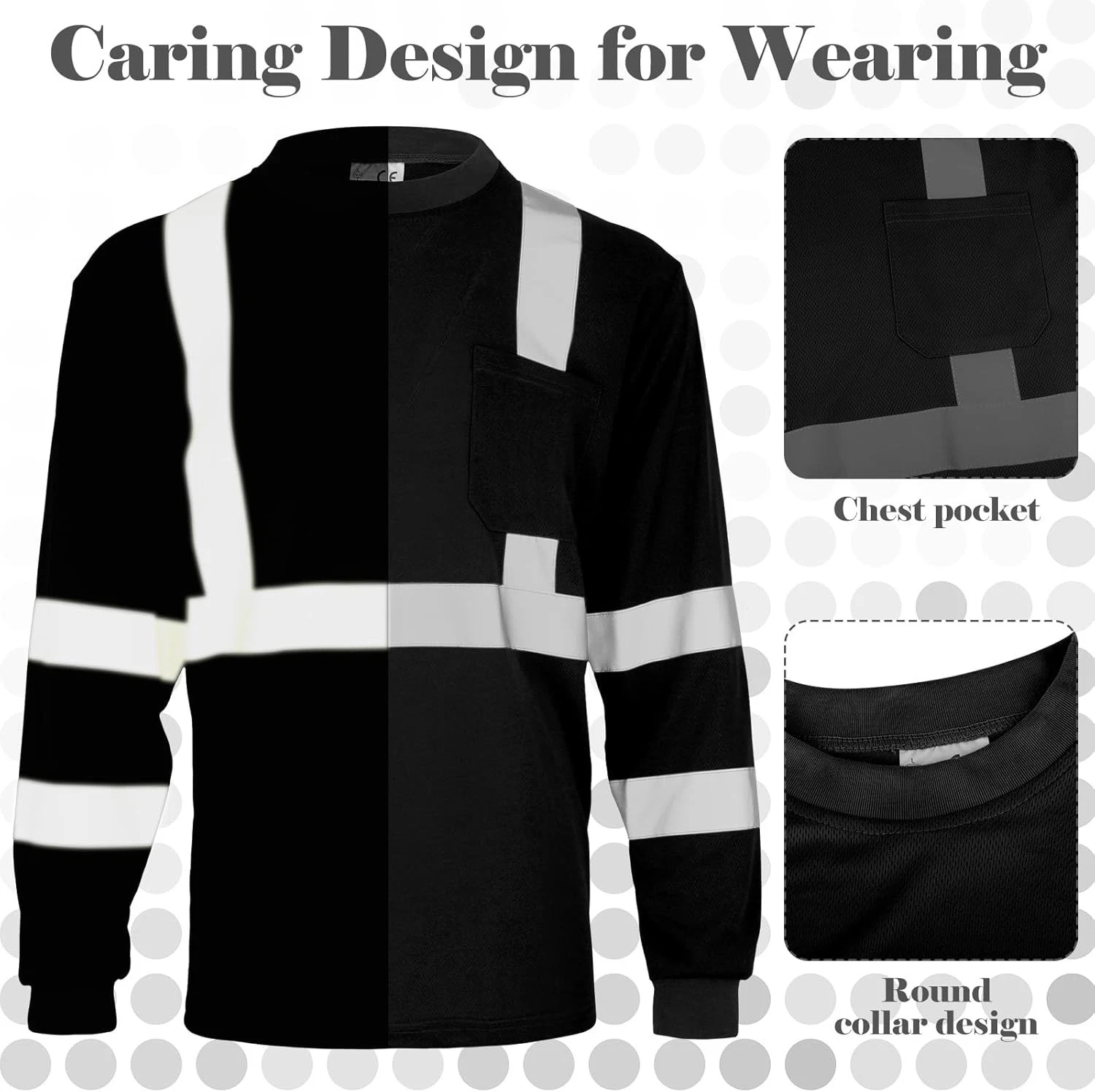 Hi-Vis Two Tone Reflective Wear Long Sleeve Safety Shirt for Work, Construction image 2