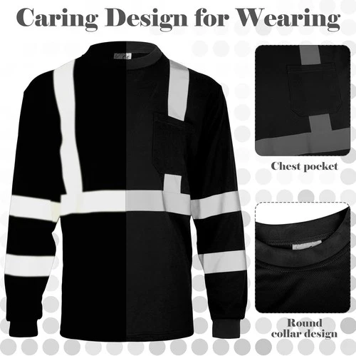Hi-Vis Two Tone Reflective Wear Long Sleeve Safety Shirt for Work, Construction image 2
