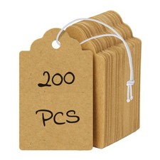 Uniclife 200 Pcs Kraft Price Tags with Elastic String 200 PCS, 