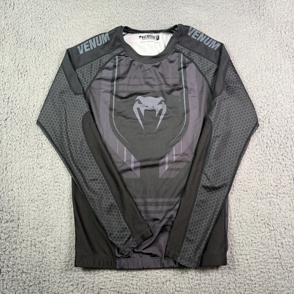 Venum Performance Rashguard 衬衫男式 L 黑色长袖柔术 MMA — 第 2/4 张图片