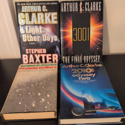 #ad Sci Fi Hardcover Book Lot 4 Arthur C Clarke Space Odyssey Prelude To Mars More $19.99
