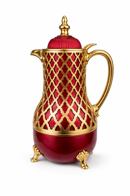 Luxus Burgunder Kaffeeflasche Gold Akzent Thermokanne Küche Servieren