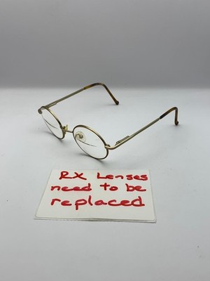 Marchon M-John 283 Eyeglass Frames 47-20 Gold Oval 140mm Temple