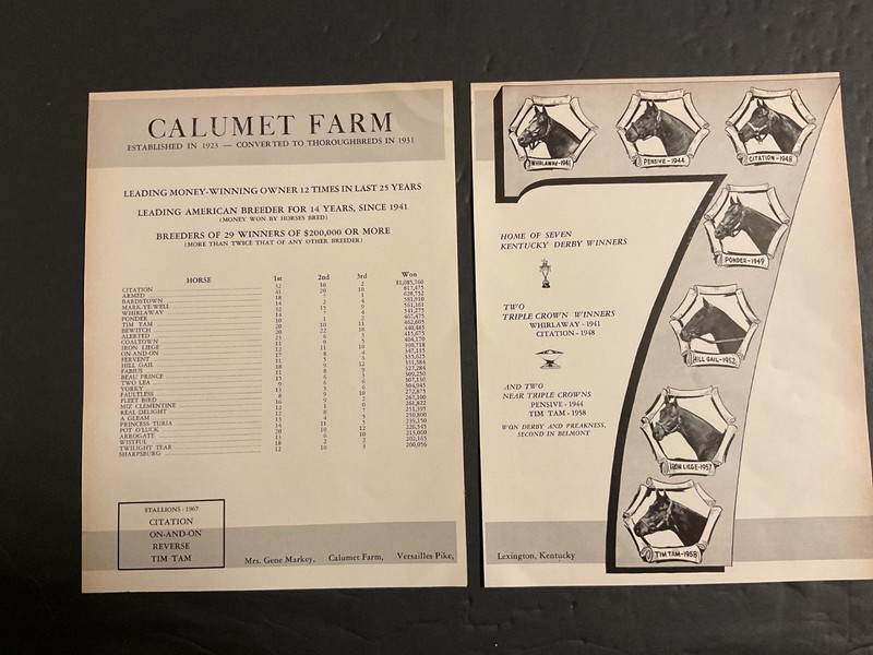 CALUMET FARM 1967 2 page clipping  Horse Racing CITATION  WHIRLAWAY  TIM TAM