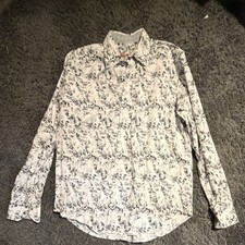 Robert Graham Classic Fit Paisley Button-Up Shirt White Black Cotton M
