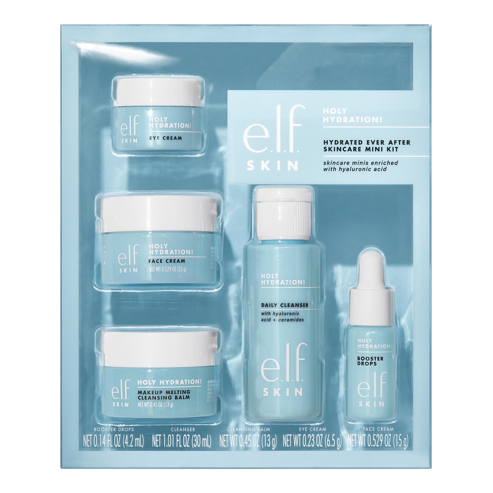 e.l.f. SKIN Hydrated Ever After Skincare Mini Kit, detergente, struccante, id...