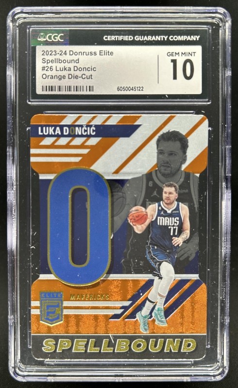 2023-24 Panini Donruss Elite Luka Doncic Spellbound Orange Die Cut #26 CGC 10