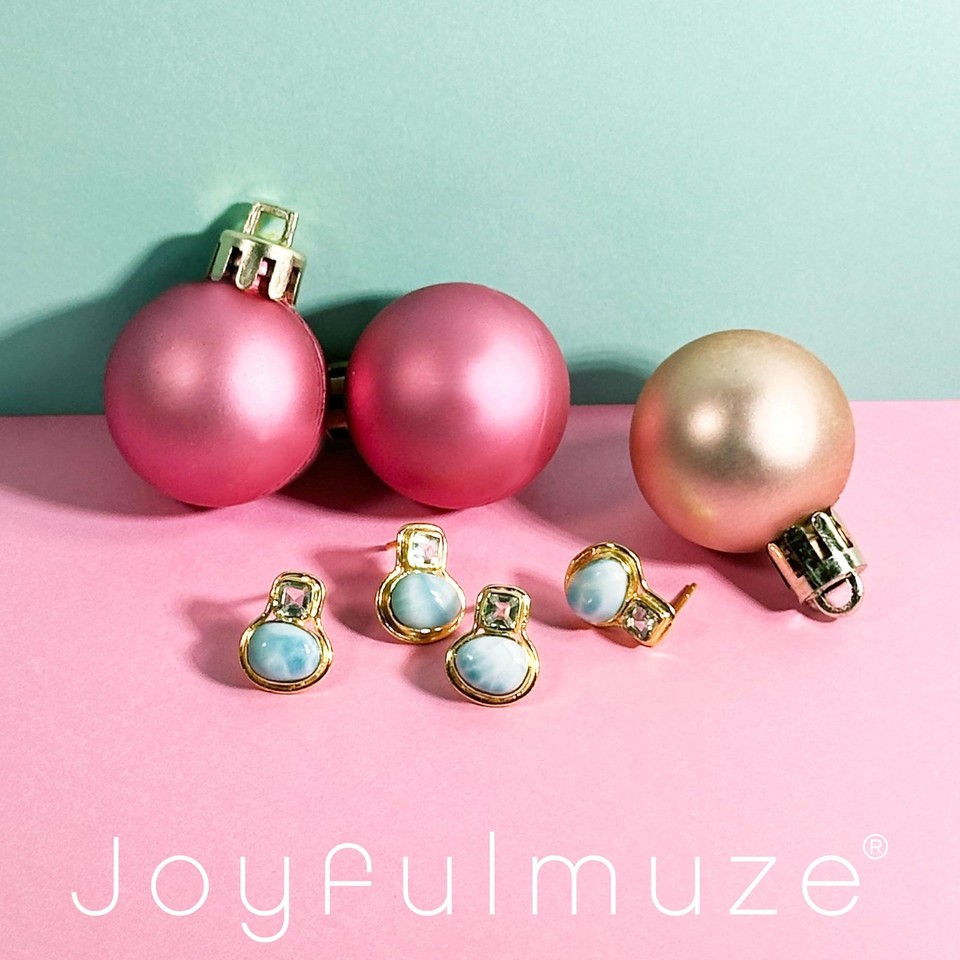 Boucles D'oreilles En Argent Avec Larimar, Améthyste Verte Et Pierre De Lune - Neuf Sans Boîte