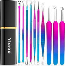 Pimple Popper Tool Kit - 10 Pcs Blackhead Remover Comedone Extractor Kit with M