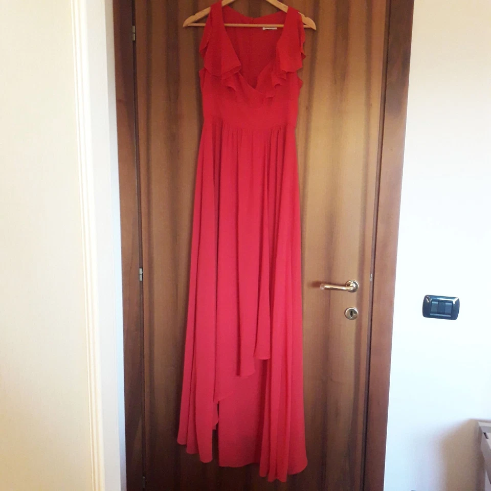 MOTIVI abito lungo rosso t. 40/42 vestito elegante cerimonia matrimonio donna - Immagine 4 di 4