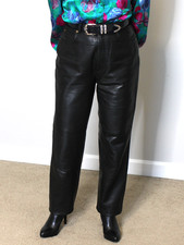 Womens North Beach Leather Pants Black 9/10 SOFT Lambskin Hoban Vtg 80s 90s Rare