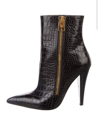 Tom Ford Leather Ankle Boots Color- Black , Size 40 ( Good For 39) Original Box