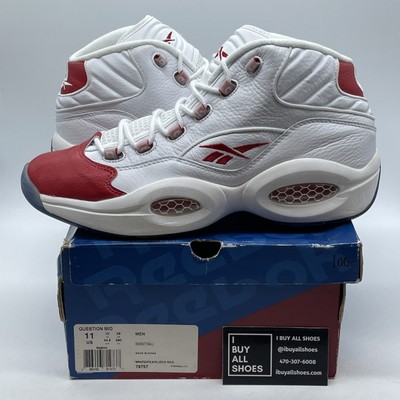 Size 11 - Reebok Question Mid Pearlized Pearl Red Toe Iverson 2012 Retro (79757)