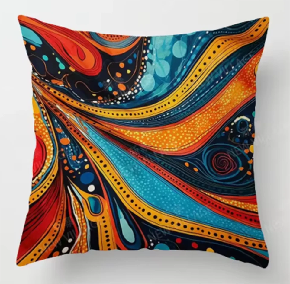 Fundas de almohada cuadradas multicolores artísticas abstractas para gato negro 18"x18" Foto 3 de 4