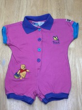 Vintage Pooh Romper Girls 3-6 Months Pink Winnie The Pooh Embroidered 90s