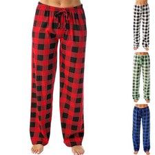 Damen Lange Karierte Lounge-Hose in Mehrfarbi...