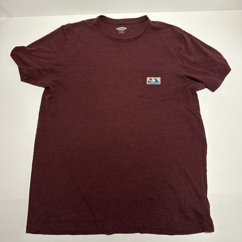 Old Navy Men’s Maroon Black Soft Washed Short Sleeve Crew Neck T-Shirt M Surf