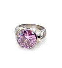 VINTAGE Gold Plated Pink Topaz Ring Size 9 with Heart Accents