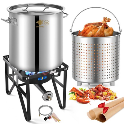 #ad 84QT Stainless Steel Seafood Boil Pot with 200000BTU Burner Propane Stove $189.99
