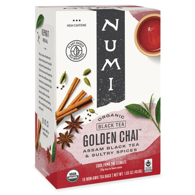 Numi Organic Golden Chai Tea 18 Count Spicy Assam Black Tea Bags
