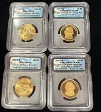 ✅ 2007 S Presidential Dollars $1 4 Coin Set Graded by ICG in SP69 & PR70 DCAM 