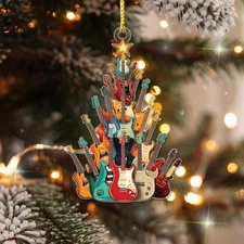 Guitar Christmas Tree Ornament, Xmas Tree Decor,Christmas Gift For Guitar Lovers