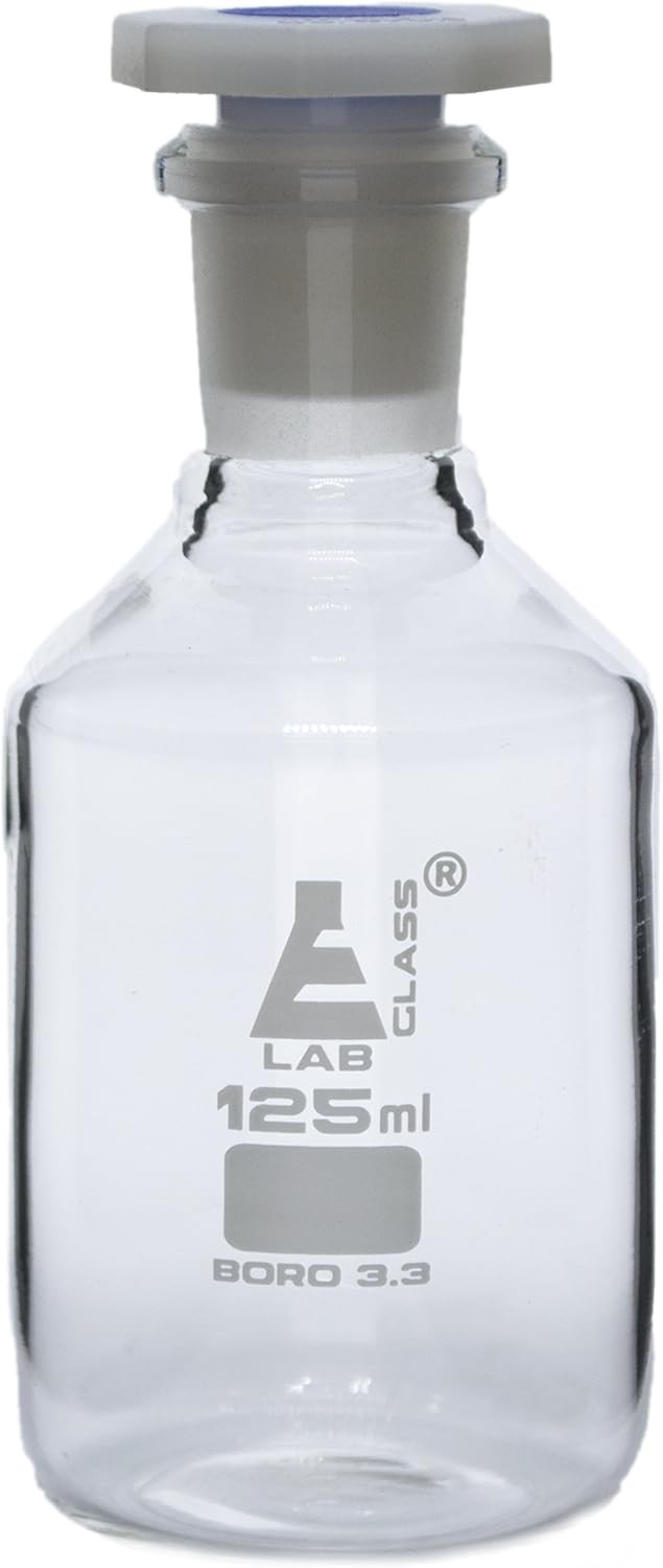 EISCO 125mL (4.2oz) Glass Reagent Bottle with Acid Proof 4.2 Ounces, Clear