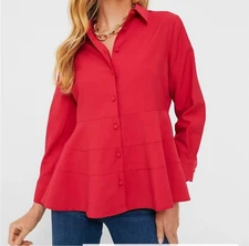 Tuckernuck Pomander Place Red Ashlen Blouse Top NWT Sz XL Office Academia Preppy