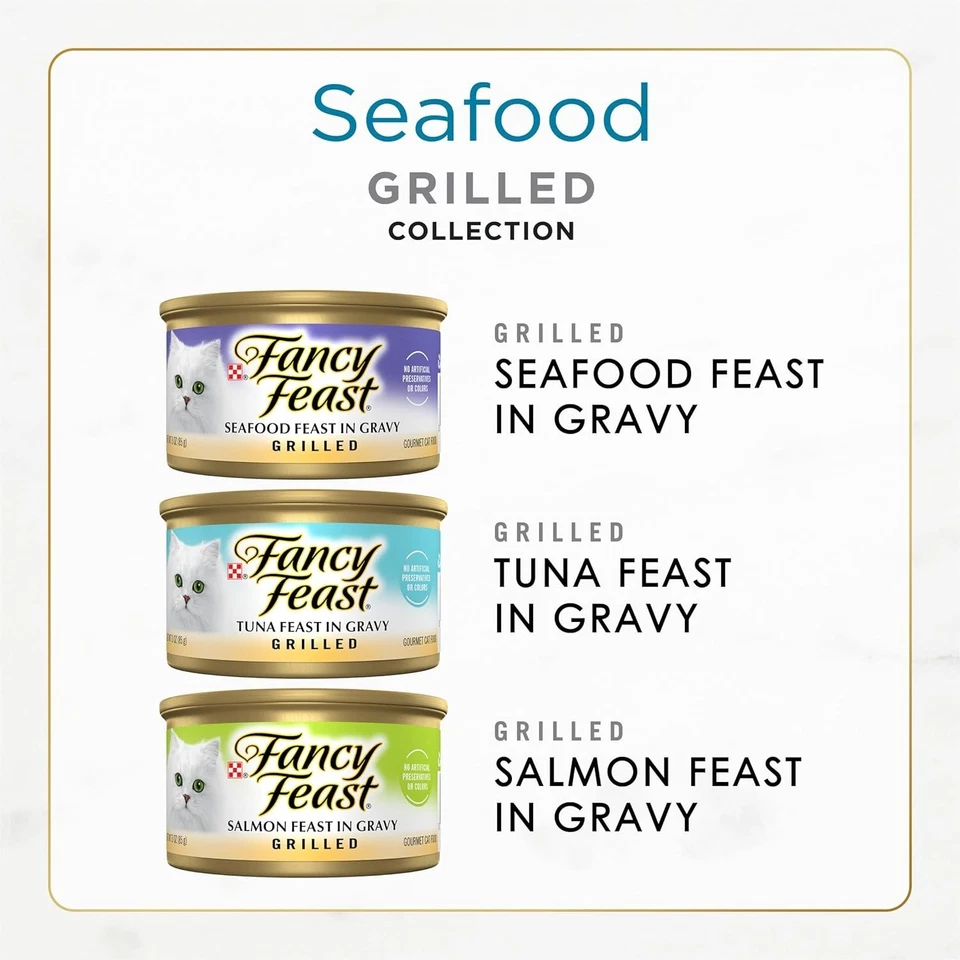 Grilled Seafood Wet Cat Food Variety Pack - 24 x 3 oz. Cans for All Cats - Image 4 of 4