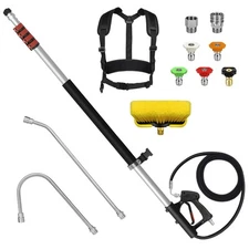 24FT Telescoping Pressure Washer Wand Kit - Extension Pole, Gutter Cleaner, B...