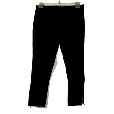 Max Studio Black Zip Ankle Leggings Pants Womens Size L Rayon Spandex Blend