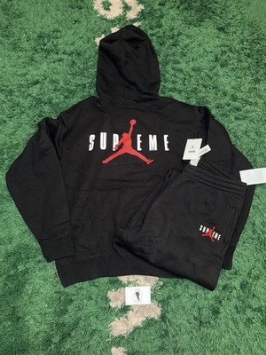 Supreme Jordan Hoodie Sweatpants Tracksuit Black Medium UK