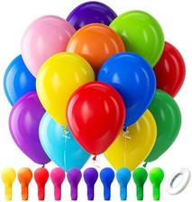 Bezente Assorted Rainbow Latex Balloons, 100 Pack 12 inch Round Helium Bright Co