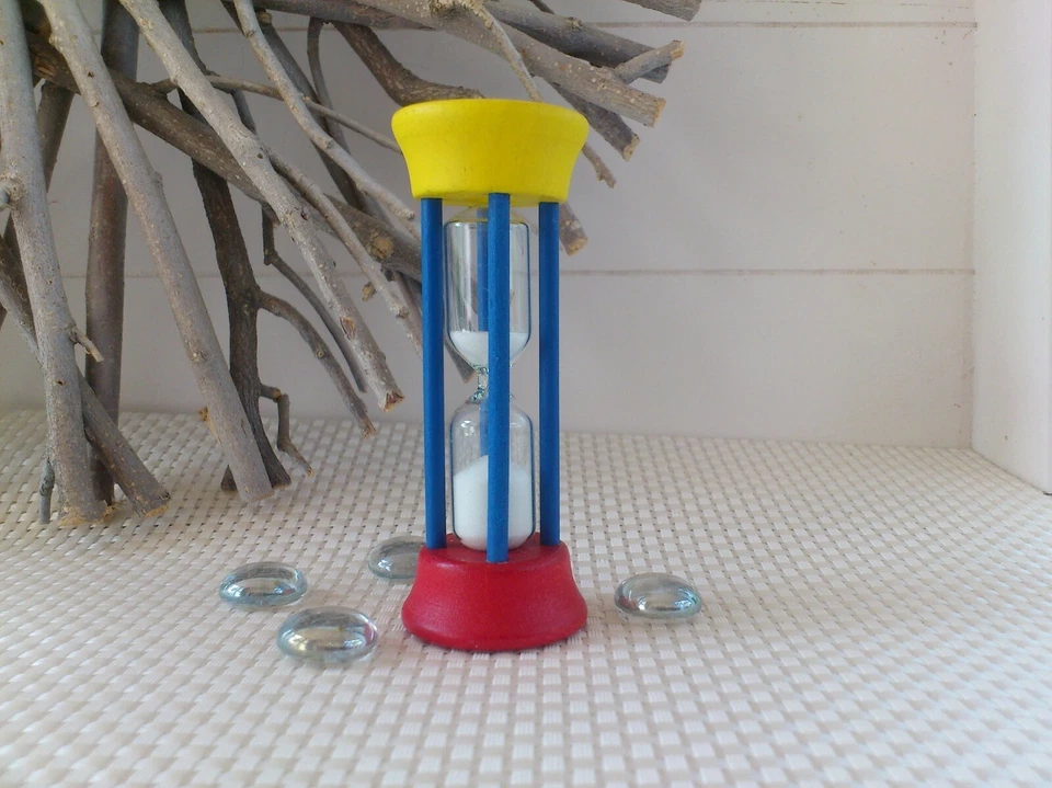 REDECKER Sanduhr KINDER ZAHNPUTZUHR Ahornholz/Glas/Sand bunt 2 Minuten 10x3,8cm